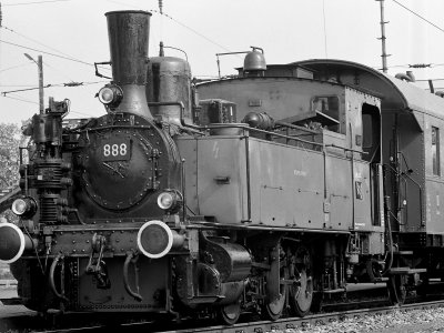 Die T3 Nr 888 1972 als Museumslok der Eurovapor im Bf Metzingen. Bild: Sammlung K. Fleischer